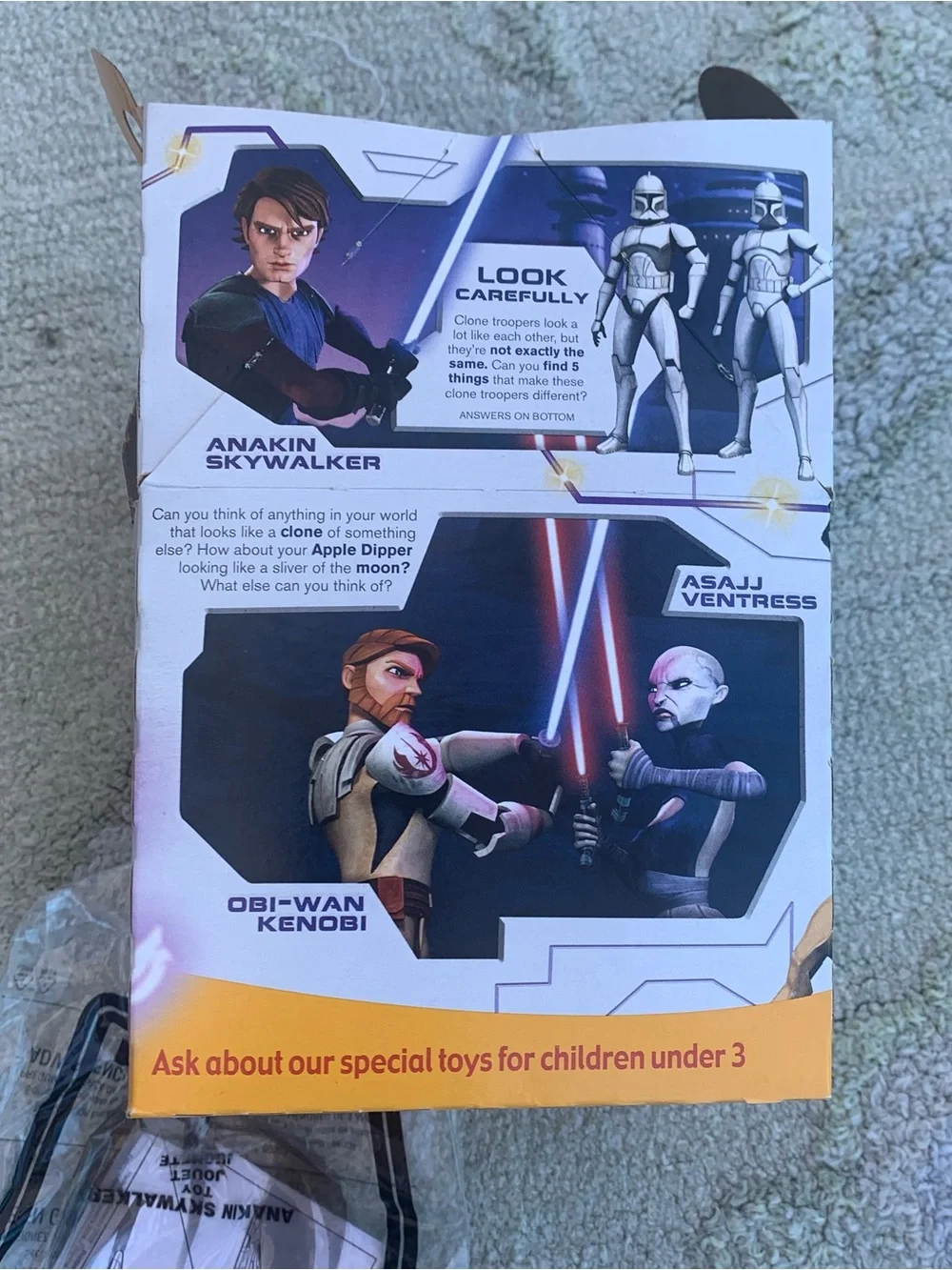 Vintage early 2000s Star Wars Mcdonalds Happy Meal box and mini toy baggies